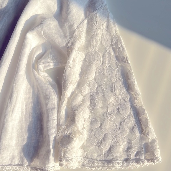 Bellambra Pure Linen Blouse Made in italy, Bell lace sleeves - Picture 4 of 9